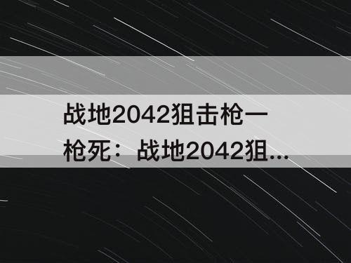 战地2042狙击枪一枪死：战地2042狙击枪一枪死不掉