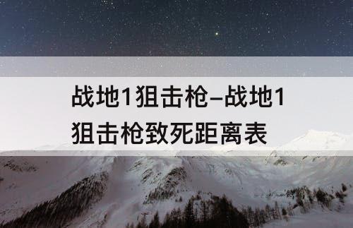 战地1狙击枪-战地1狙击枪致死距离表