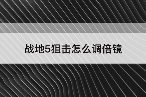 战地5狙击怎么调倍镜