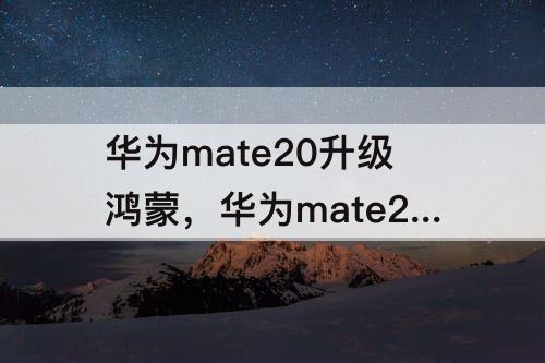 华为mate20升级鸿蒙，华为mate20升级鸿蒙后怎么样