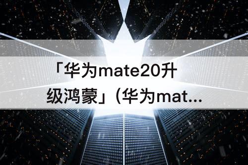 「华为mate20升级鸿蒙」(华为mate20升级鸿蒙后怎么样)