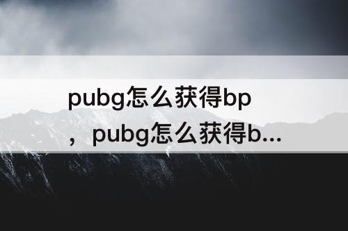 pubg怎么获得bp，pubg怎么获得bp币